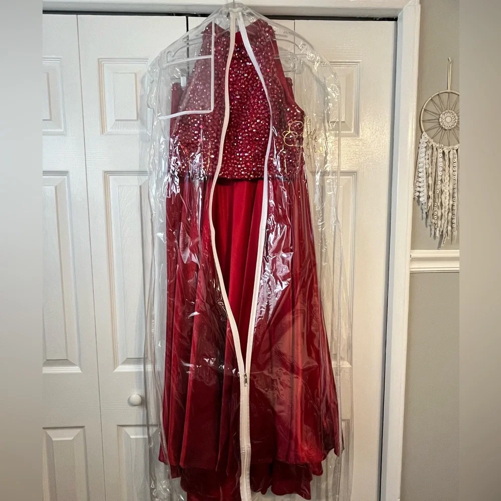 Sherri Hill Two Piece Ruby Prom Dress - Picture 4 of 15